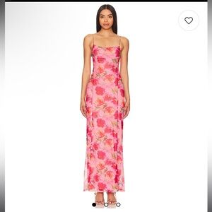 Elegant Pink Floral Maxi Dress